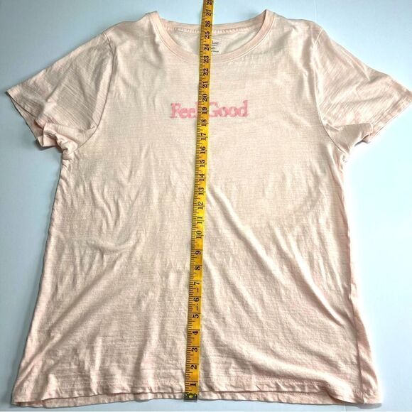 J. Crew Short Sleeve Lightweight Cotton Tee Pale Pink FEEL GOOD Expression Large - Picture 7 of 10